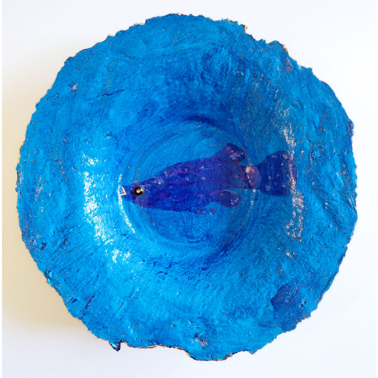 Ocean Blue papier mache bowl.