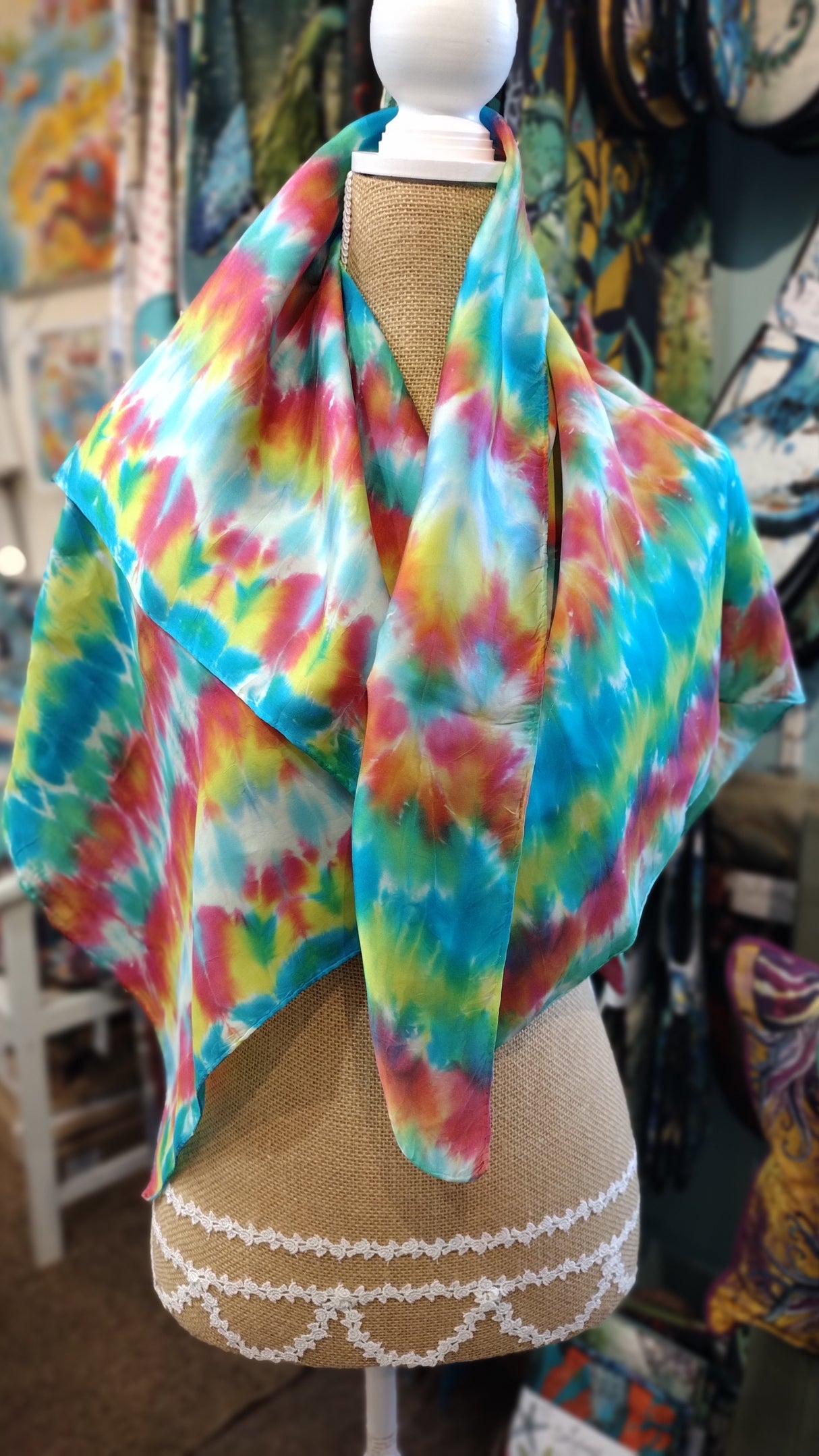 "Summertime 1" square silk scarf by Janet Croome