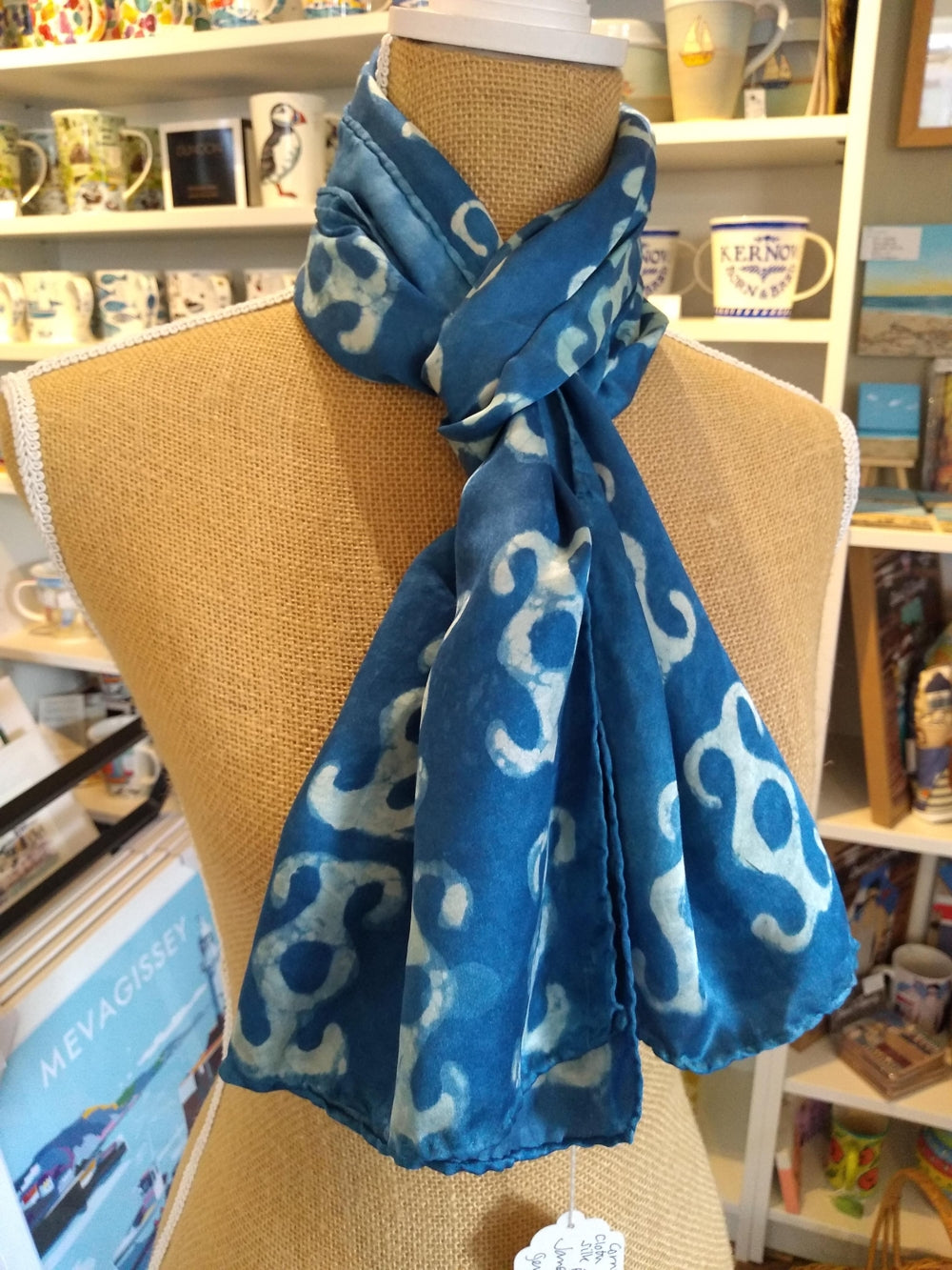 Janet Croome Cornish Clay, Cloth and Indigo Silk Scarf