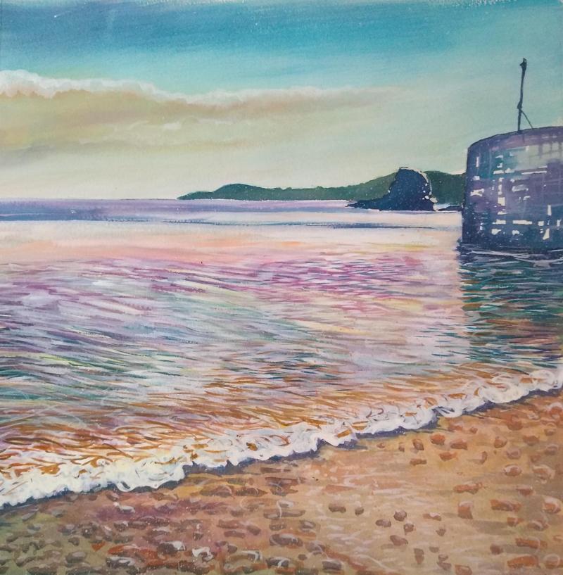 Charlestown Beach" print by Liz Hackney