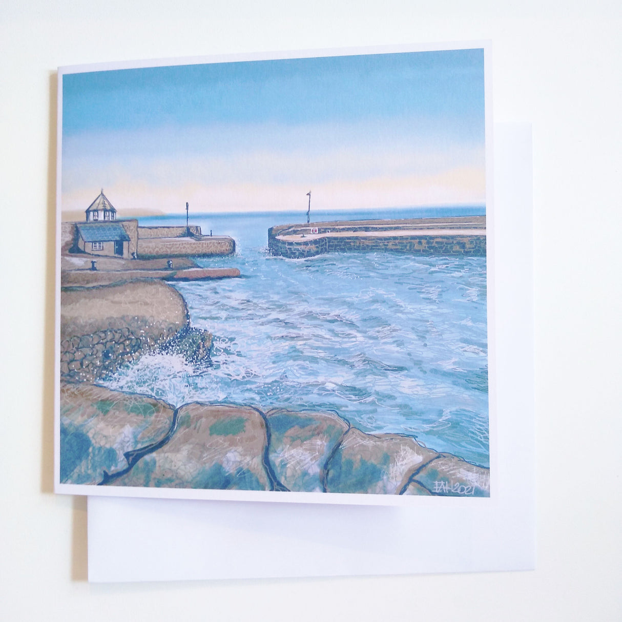 Charlestown Harbour, card by Liz Hackney