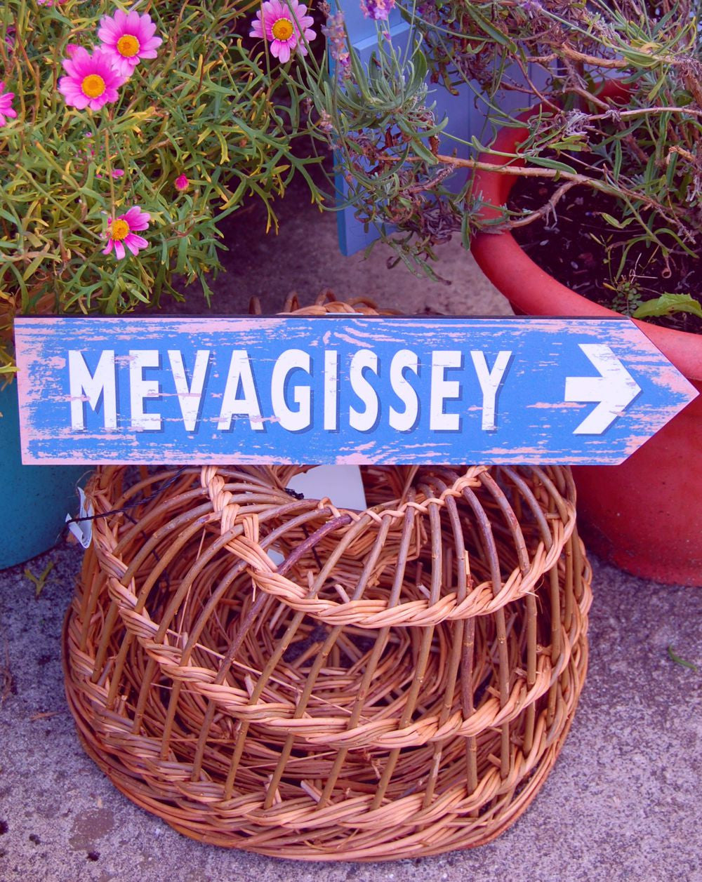 Mevagissey coastal sign (blue)