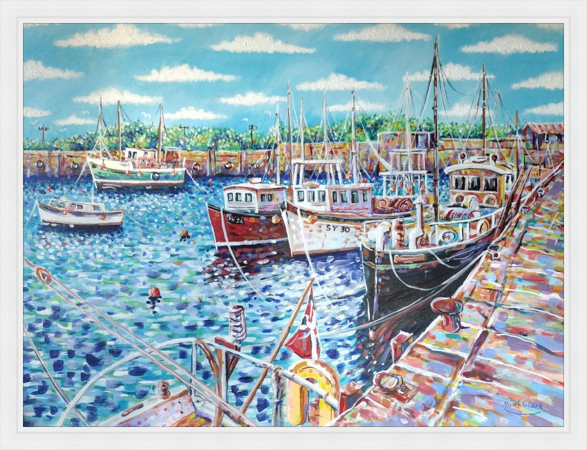 Padstow Fishing Boats, original painting by Paul Clark