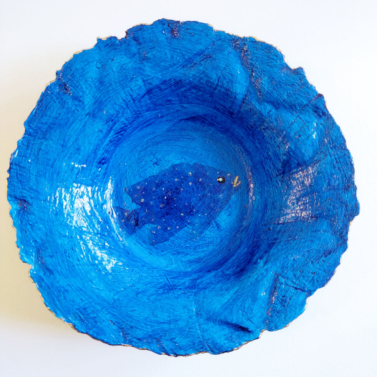 Ocean Blue papier mache bowl.