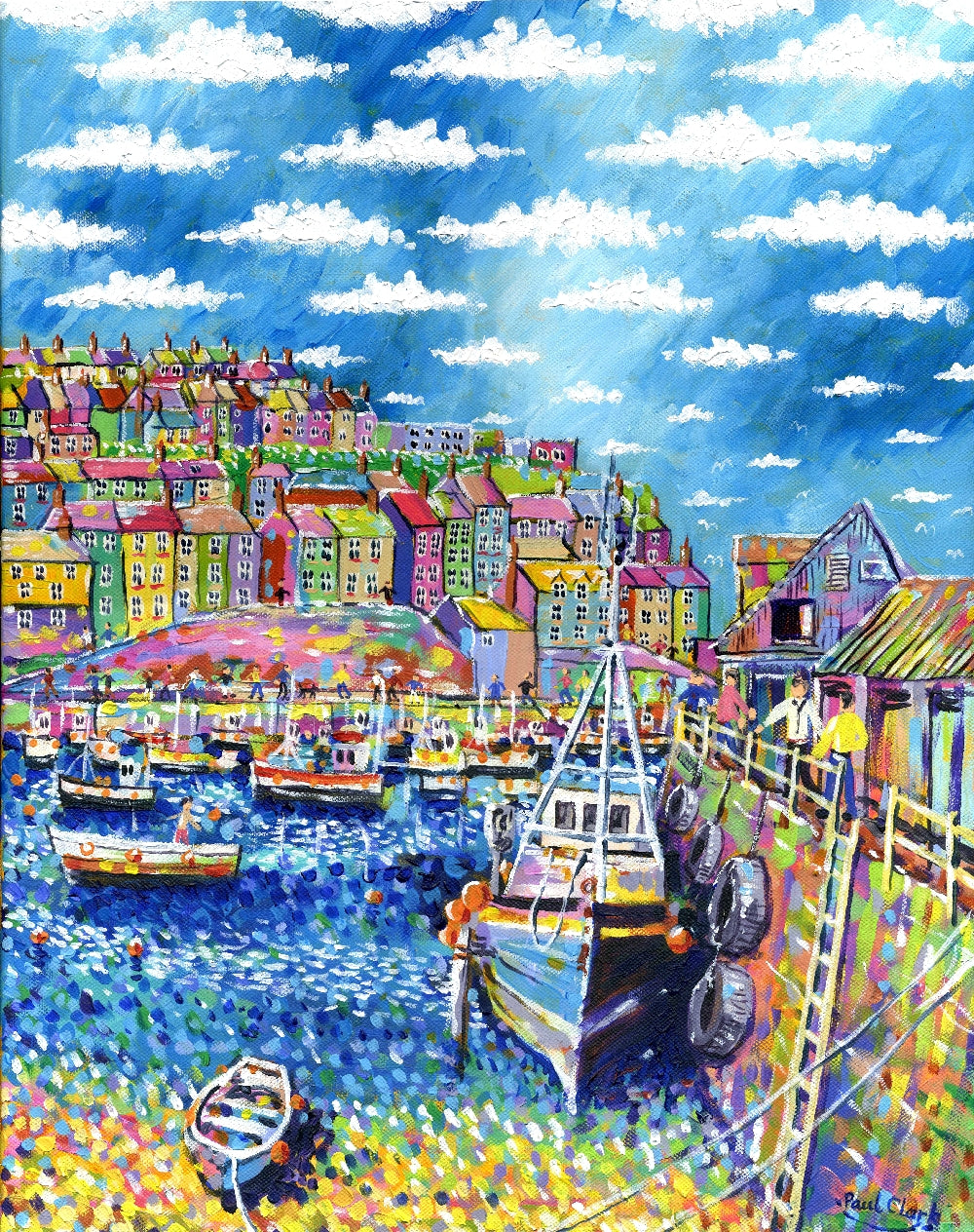 Blue Boat, Mevagissey, print by Paul Clark