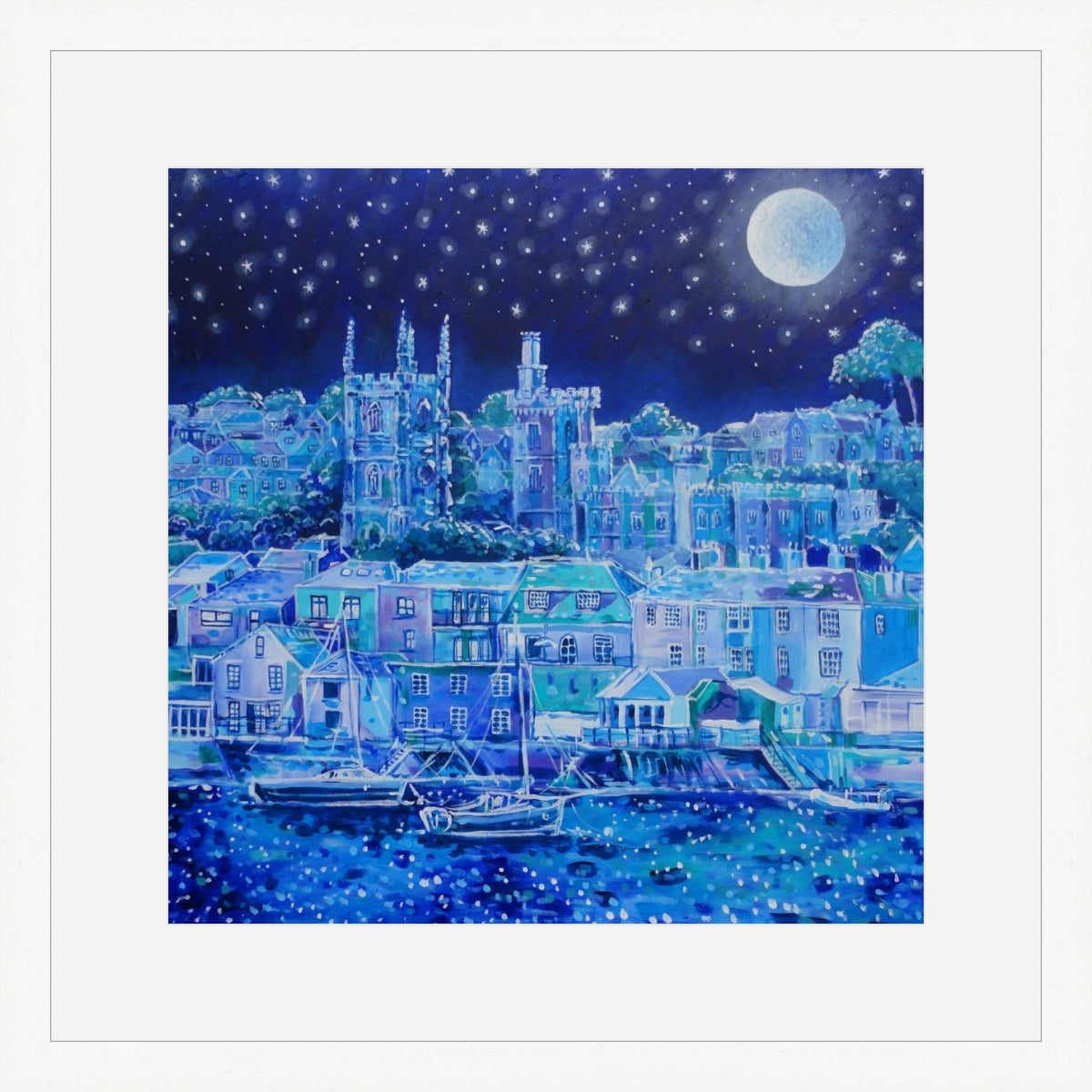 Moonlight Over Fowey, print by Paul Clark