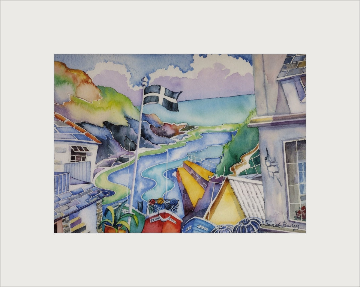 "Portloe" print by Janet Bailey