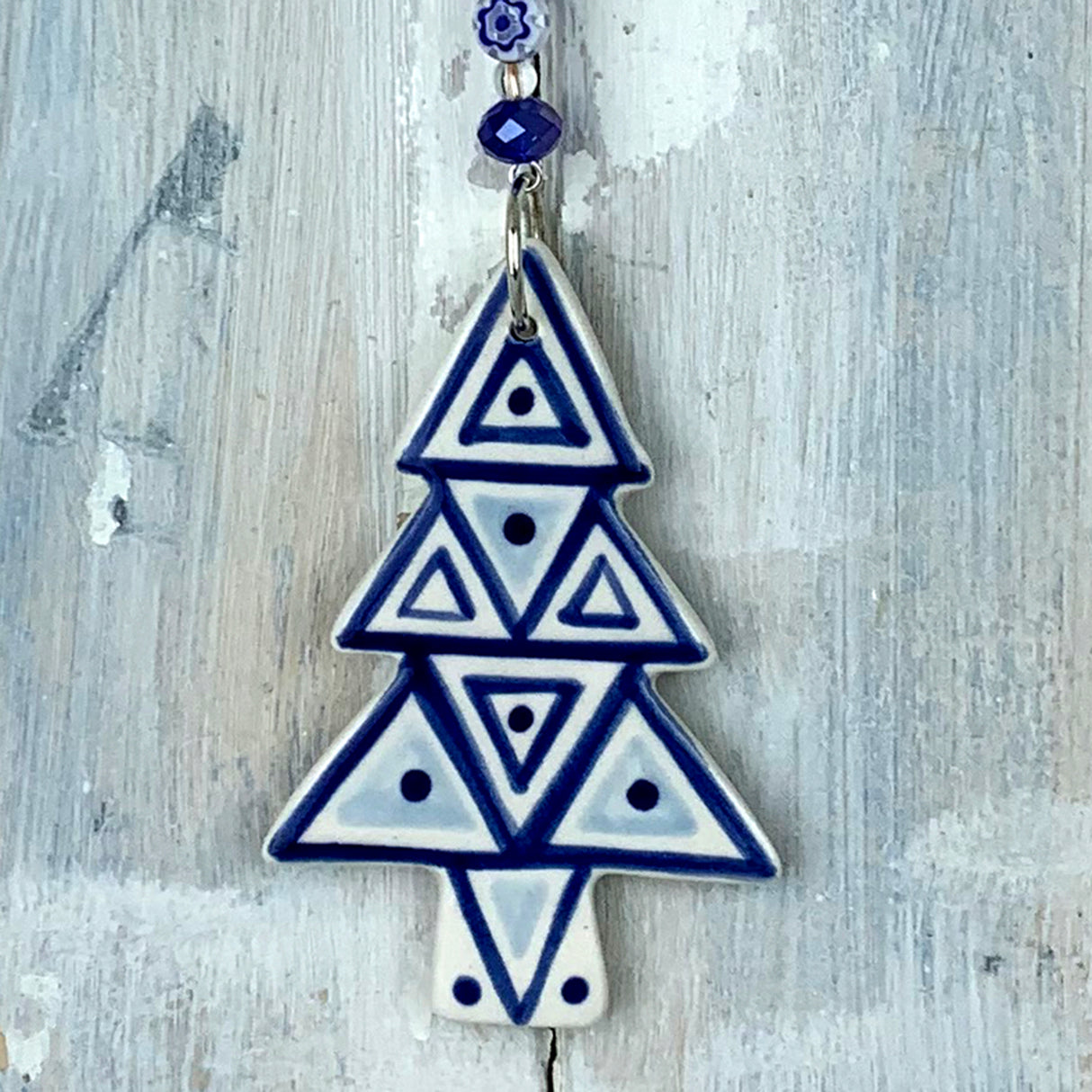 Blue Christmas Tree ceramic decoration