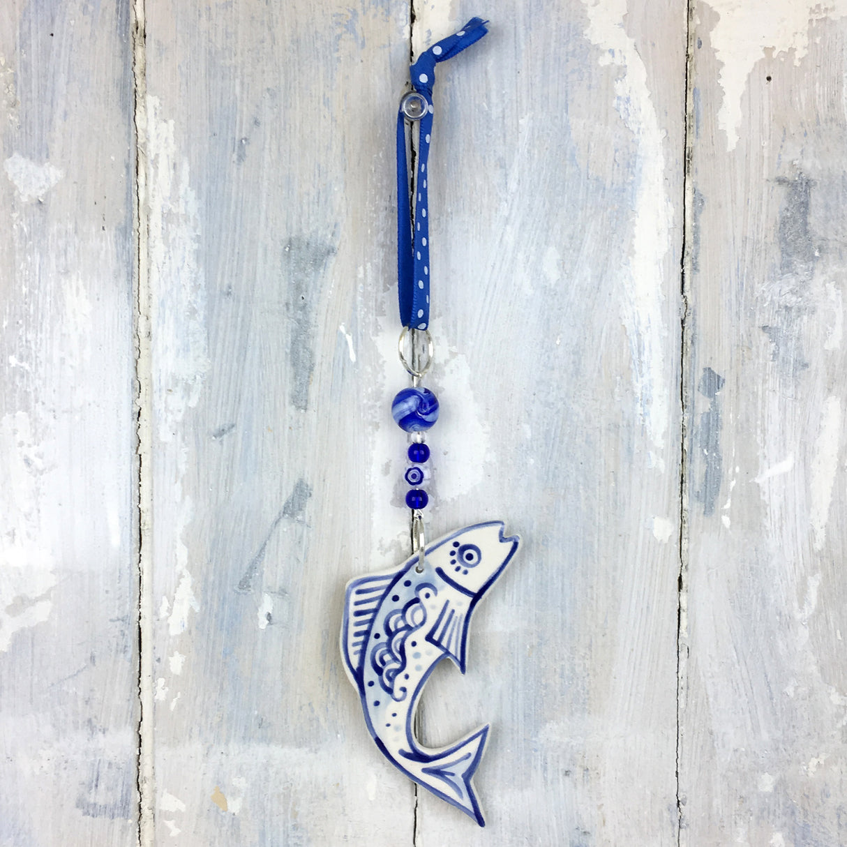 Handmade blue fish decoration