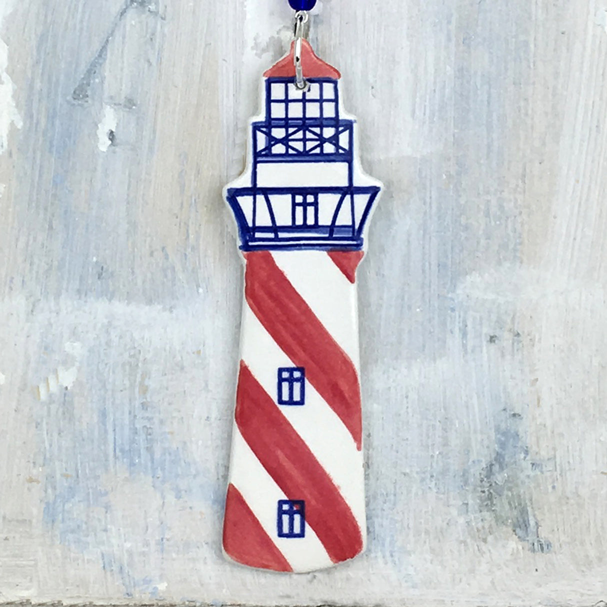 Handmade red lighthouse hanging decoration