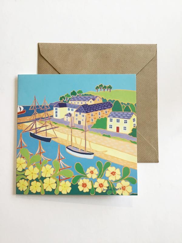 Tall Ships and Primroses, Charlestown Card by Joanne Short