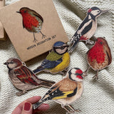 British garden bird 5 Piece Wooden Decoration Gift Set