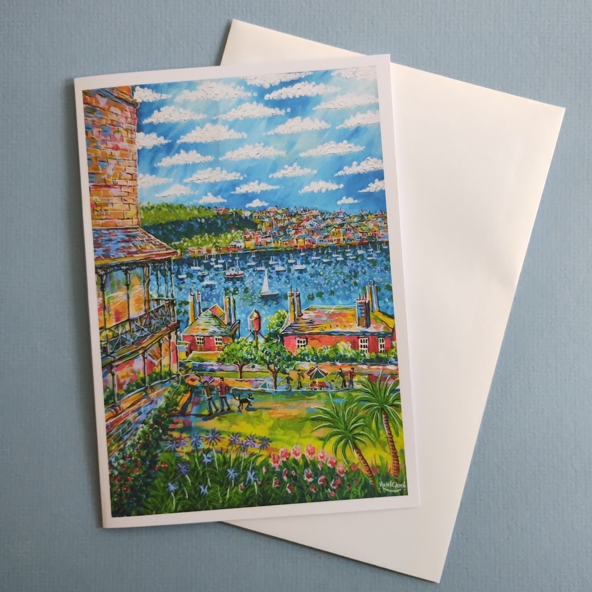 Walking The Dog, Fowey, large card by Paul Clark