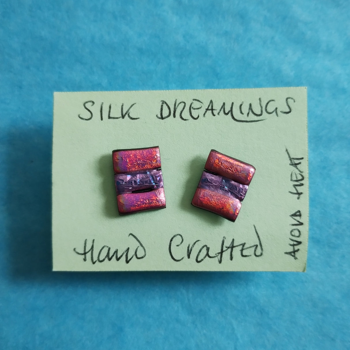 Silk Dreamings square stud earrings.