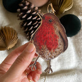 Robin garden bird wooden Christmas & Easter tree decoration