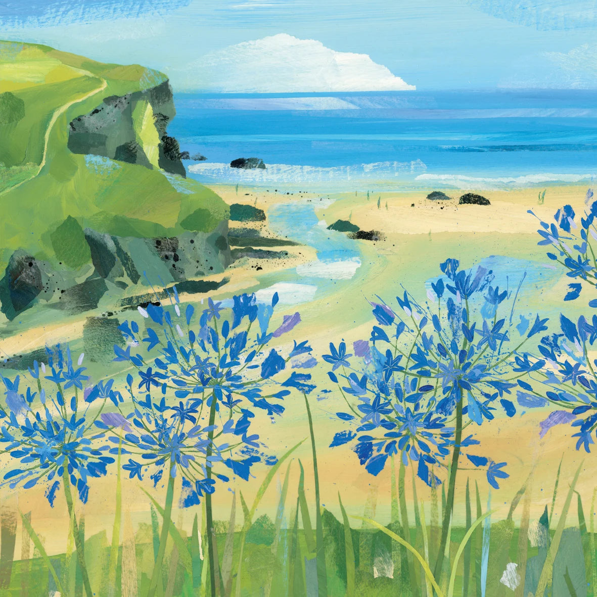 Agapanthus at Morgan Porth, card Claire Henley