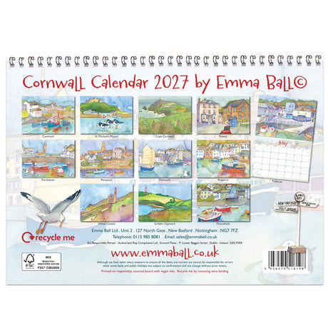 Cornwall Calendar 2027 by Emma Ball