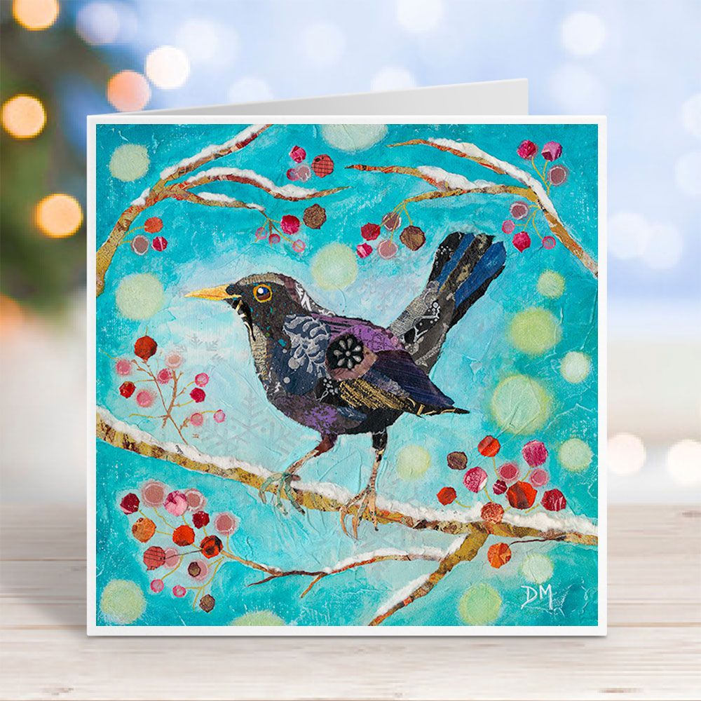 "Winter Blackbird" card by Dawn Maciocia