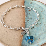 Deep Blue Sea Charm Bracelet by Beach Art Glass