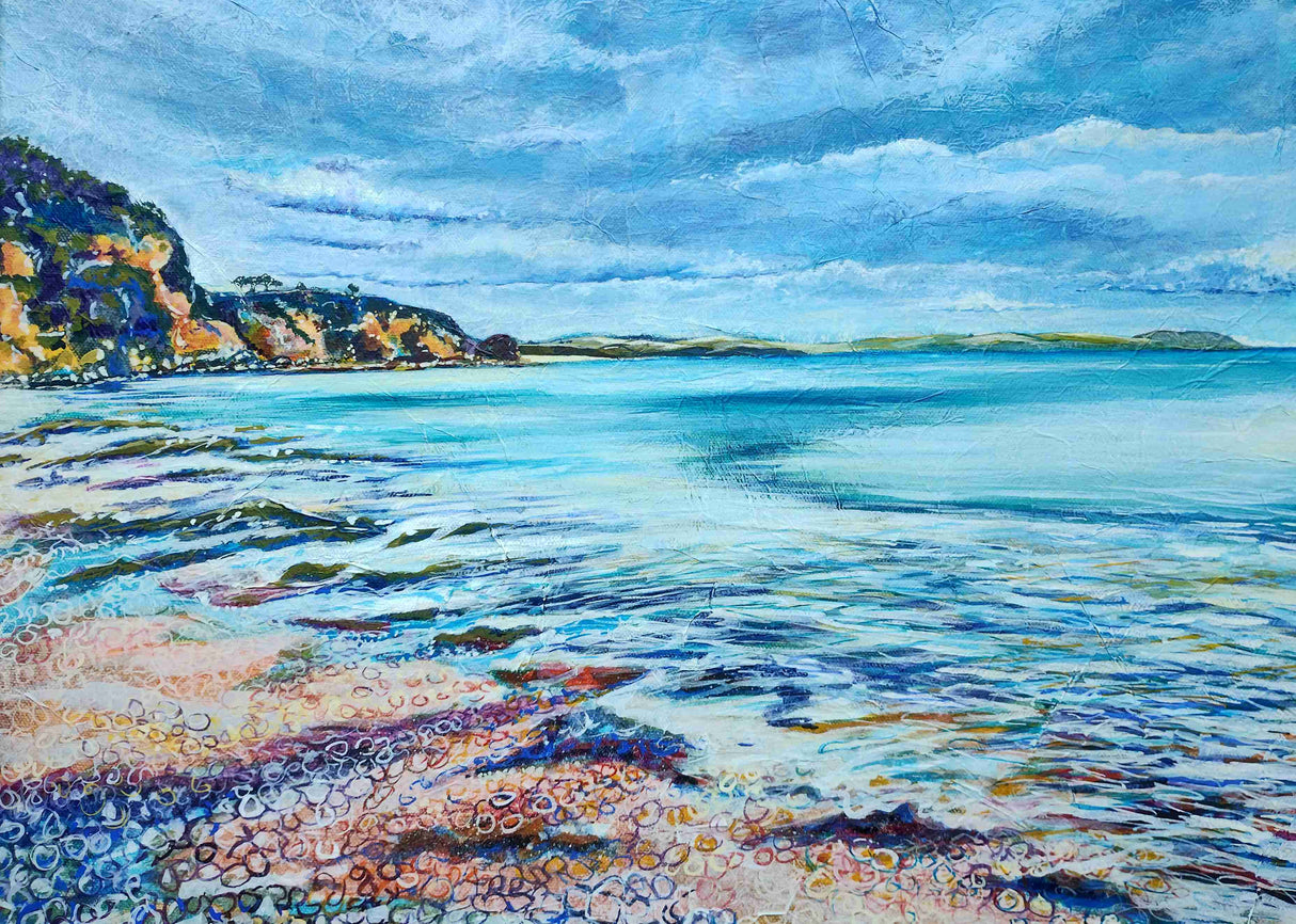 Duporth Beach, card by Liz Hackney