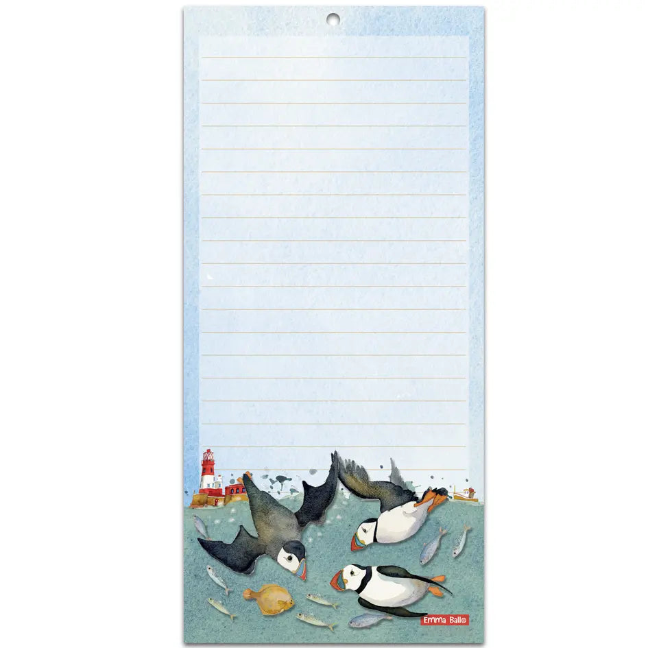 Diving Puffins magnetic notepad by Emma Ball