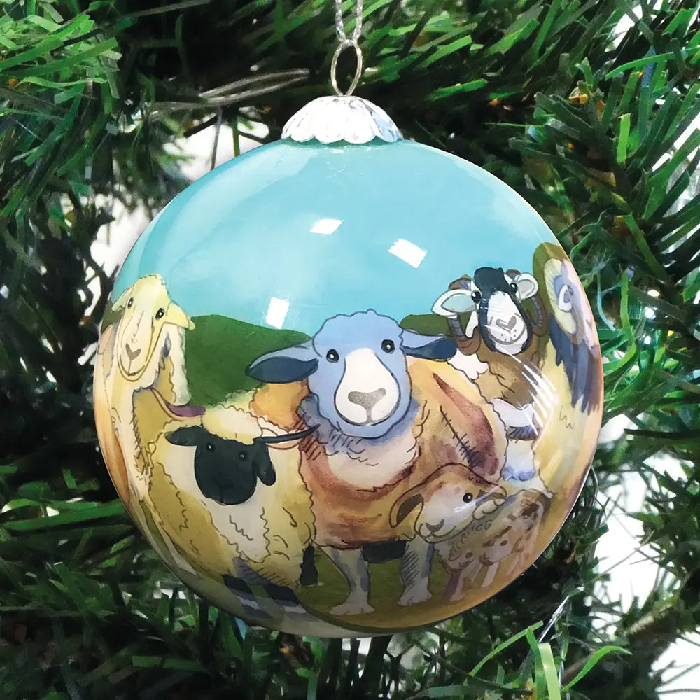 Felted  Sheep Glass Bauble