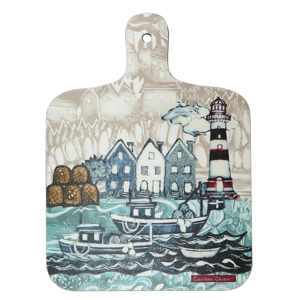 Fishing Village II chopping board by Caroline Cleave