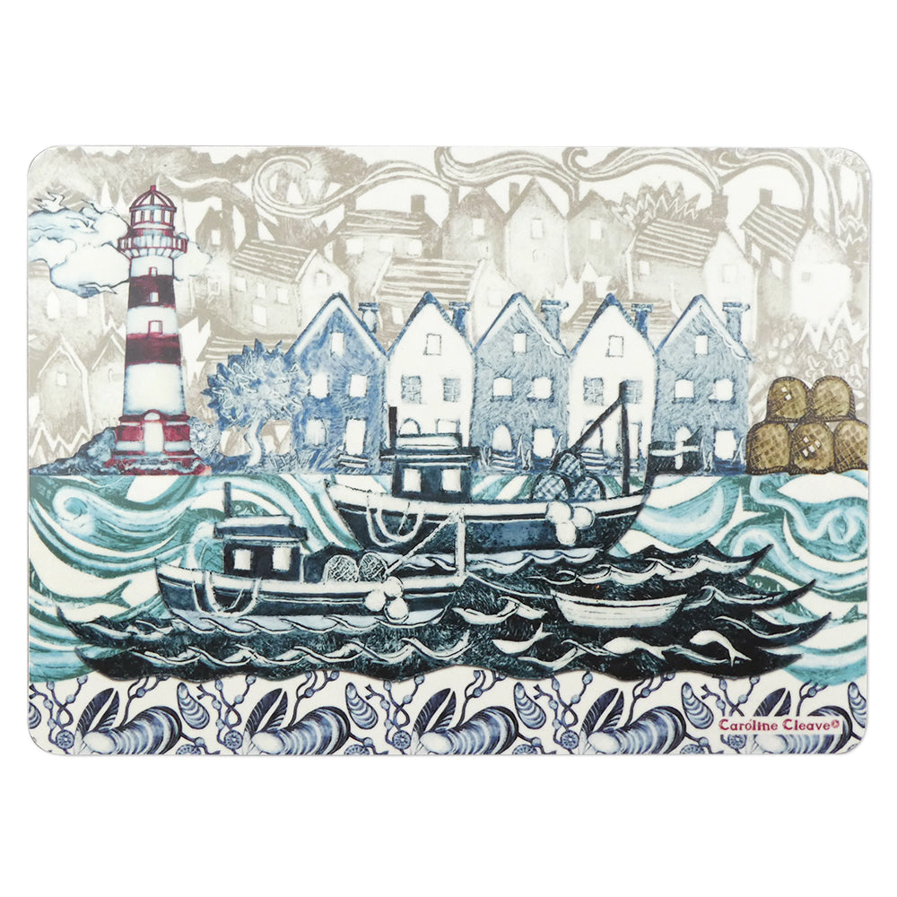 Fishing Village with Lighthouse Placemat by Caroline Cleave