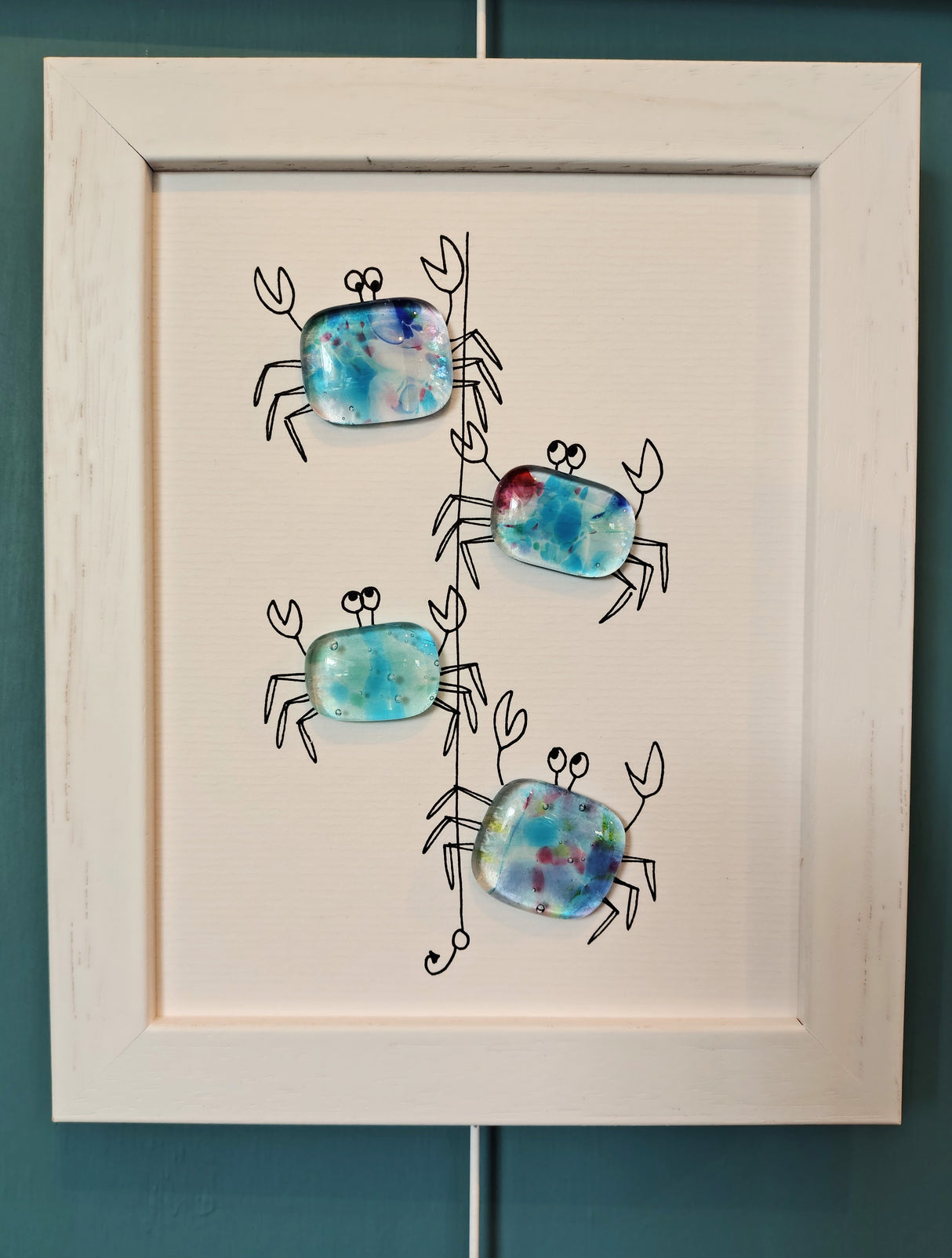 "Gone Crabbing" fused glass picture by Niko Brown