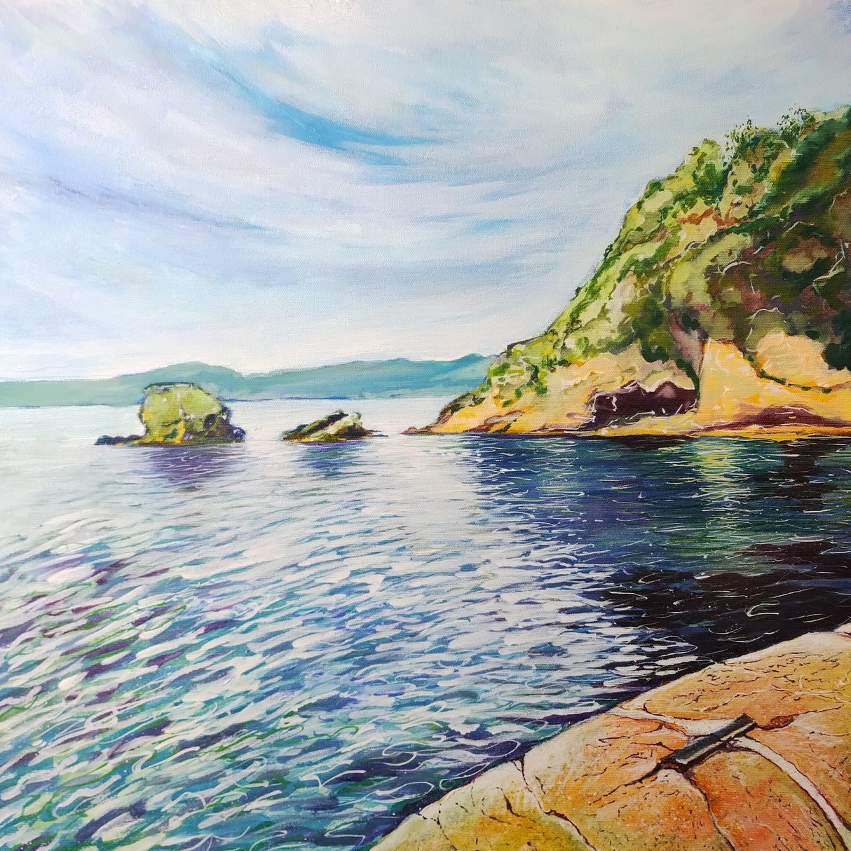 "Morning Reflections, Charlestown" original paintings by Liz Hackney.