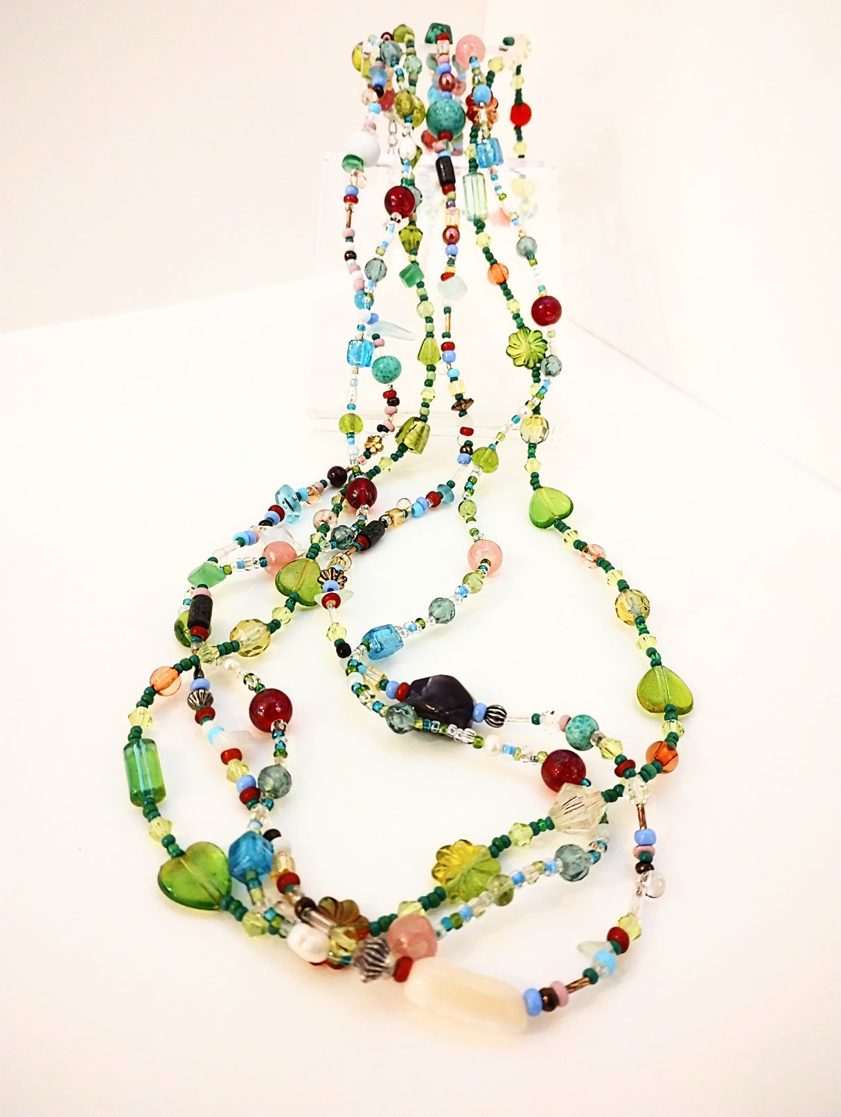 Vintage beads three strand necklace in bright colours by Margaret Gould (com)