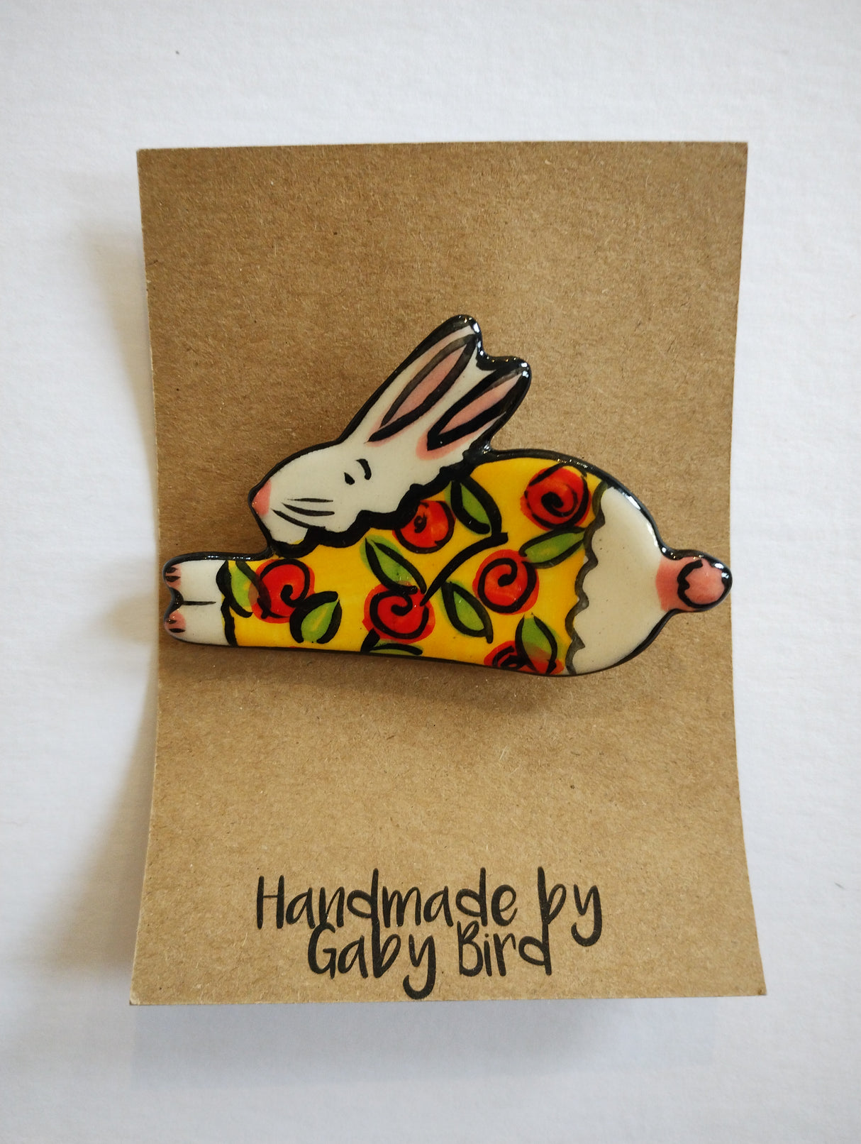 Gaby Bird Ceramic Rabbit brooch
