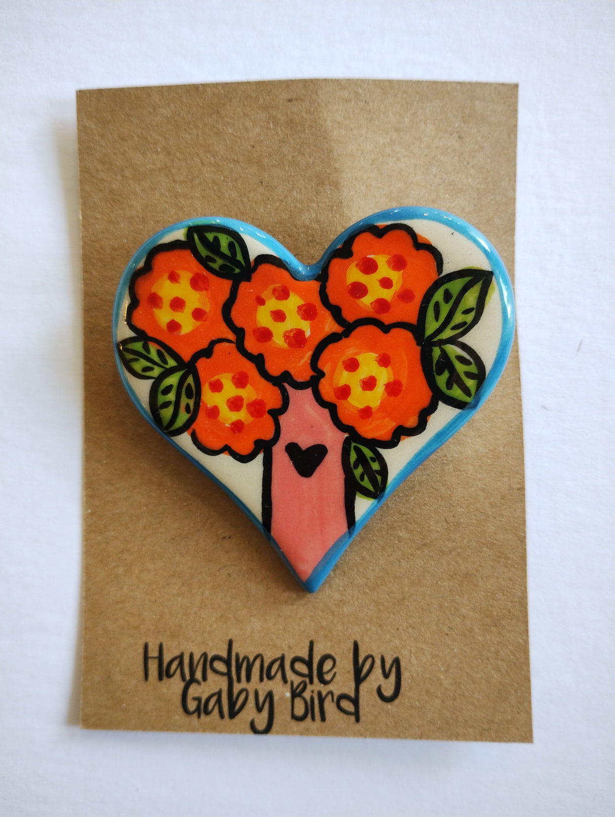Gaby Bird, Bouquet of Flowers Heart Brooch