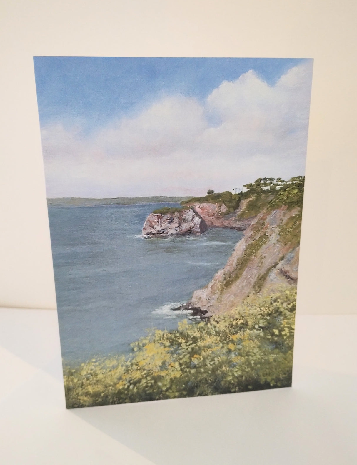 View of Gull Island from Carlyon Bay, card by Barbara Powell
