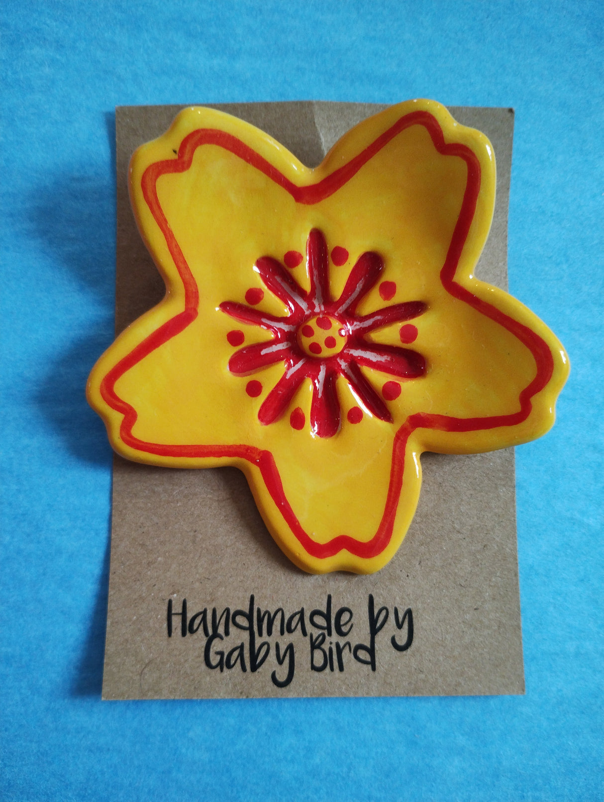 Gaby Bird Yellow Flower Brooch