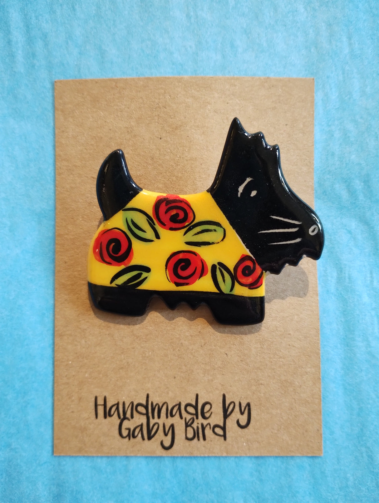 Gaby Bird Scottie Dog brooch