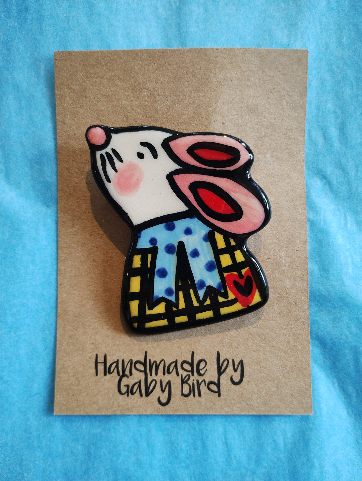 Gaby Bird Ceramic Rabbit brooch