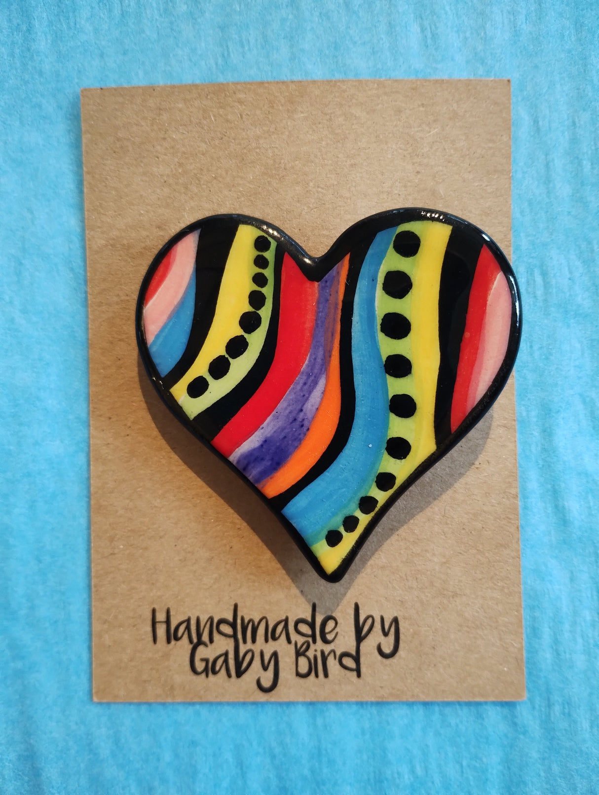 Gaby Bird, Rainbow Heart Brooch