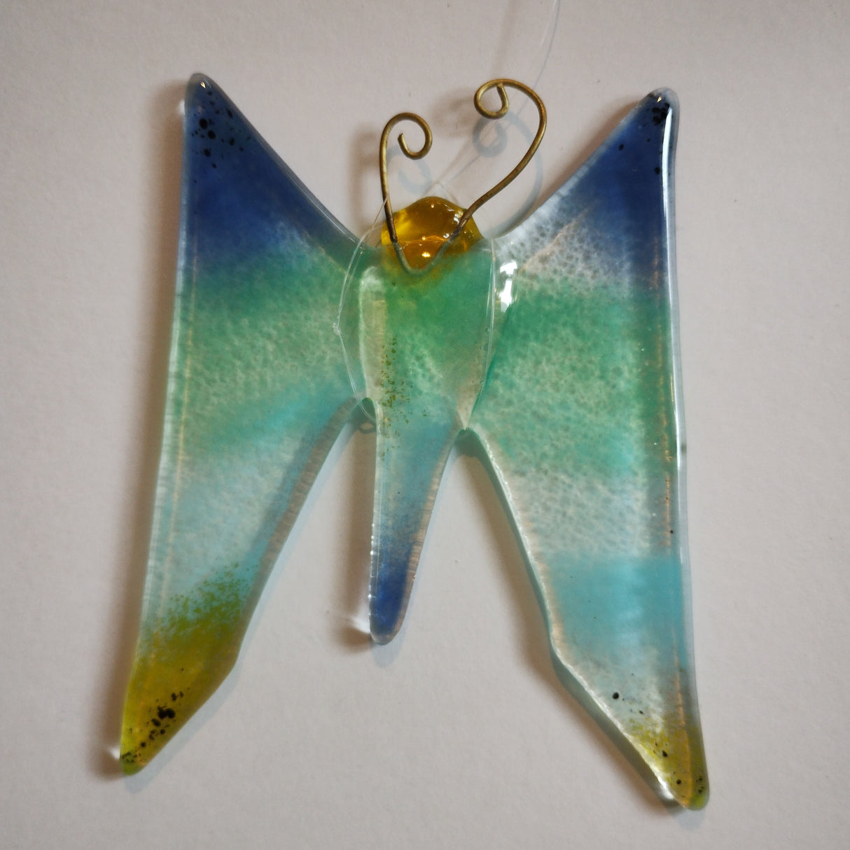 Yellow & Blue Green Glass Butterfly lightcatcher