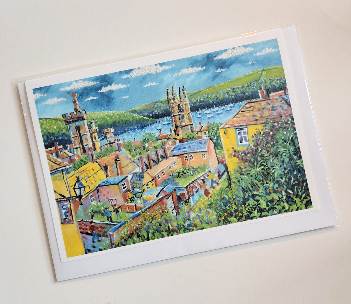 Over the Rooftops Fowey large card by Paul Clark