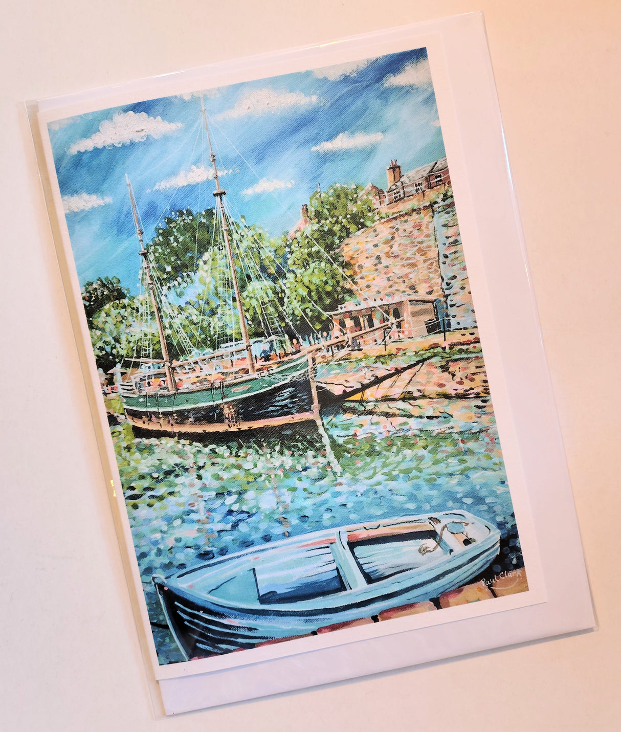 The Kajasmoor in Charlestown Harbour large card by Paul Clark