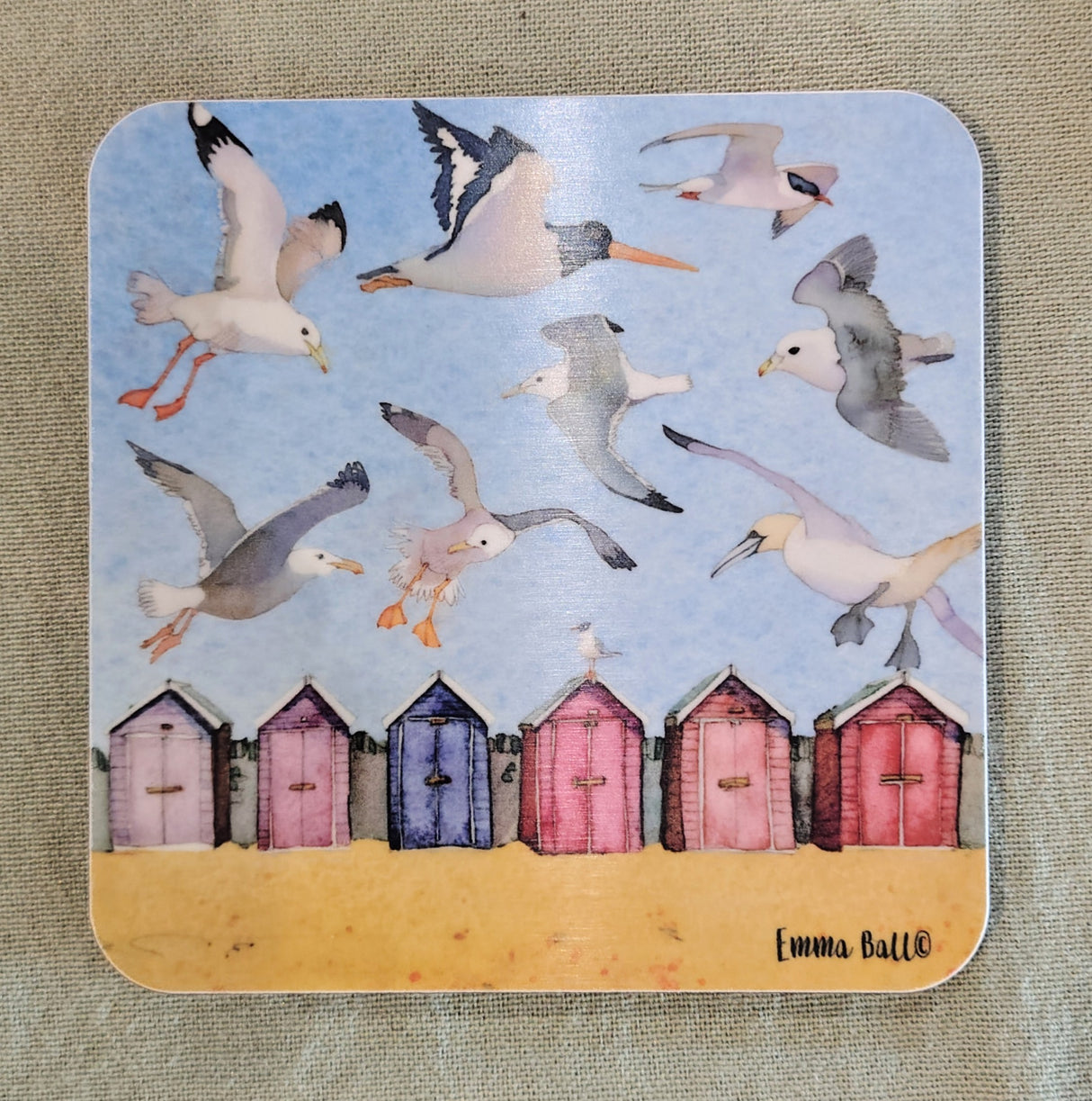 Emma Ball Beach Huts Coaster