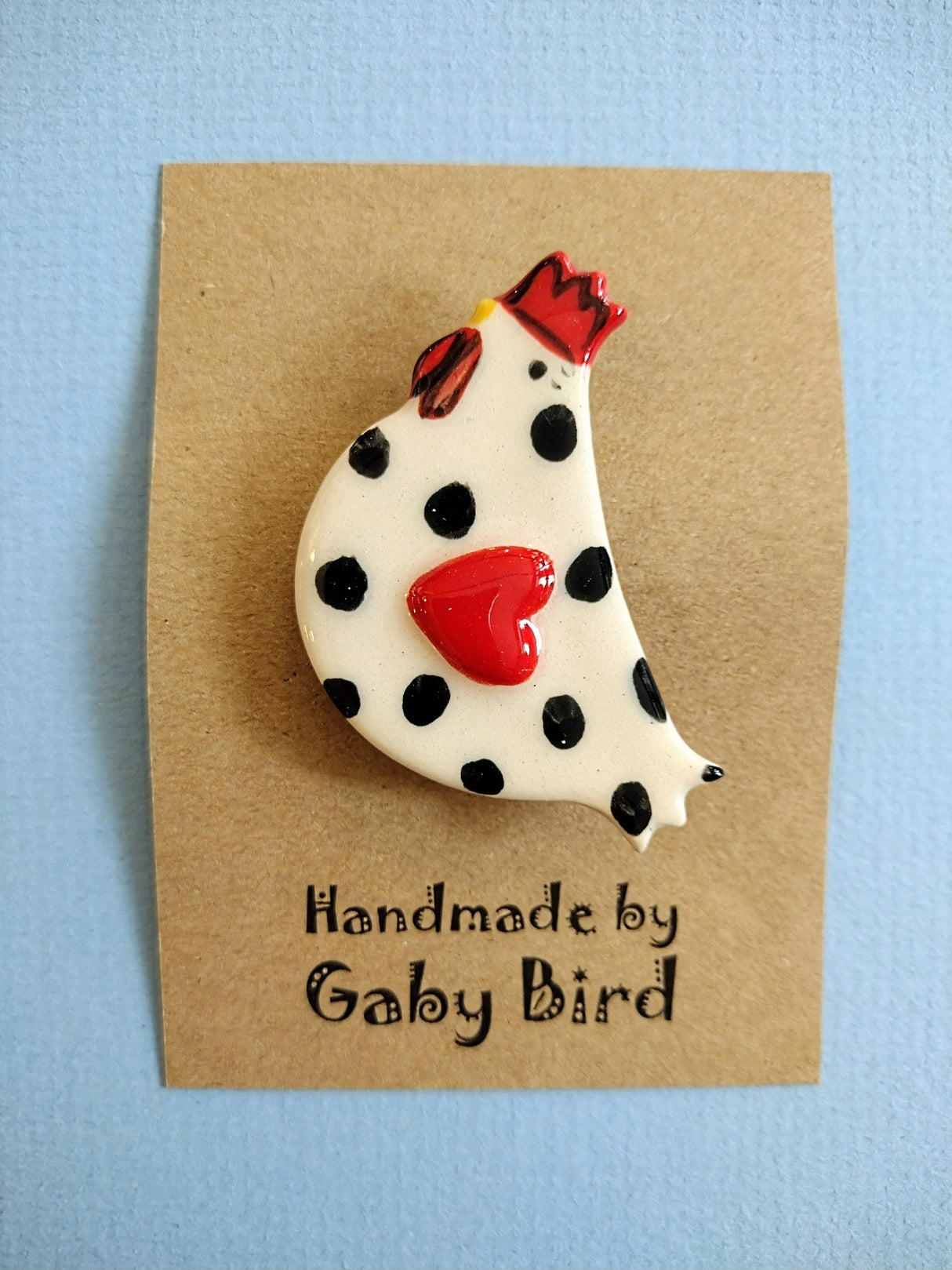 Gaby Bird Ceramic Chicken brooch