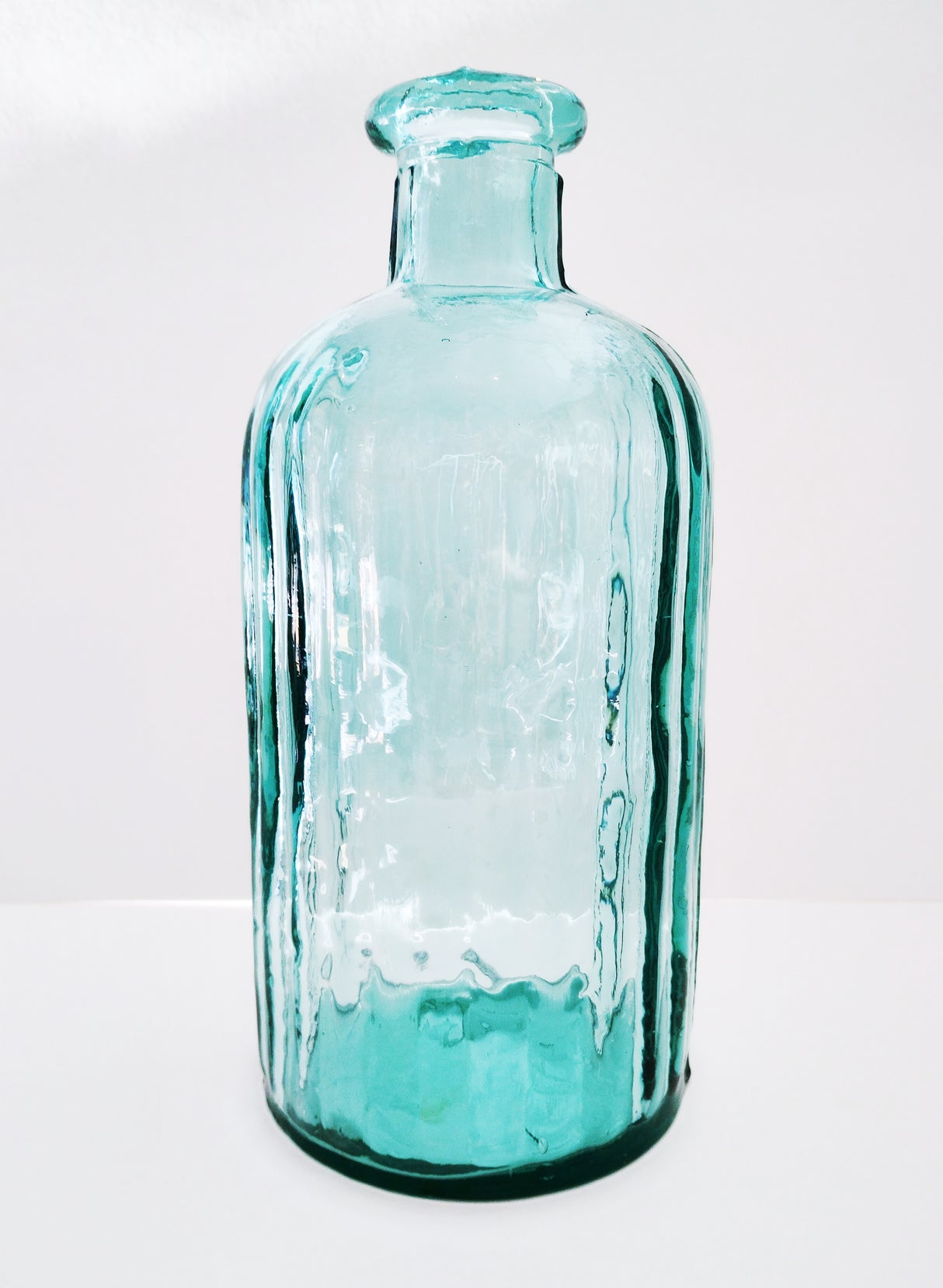 Clear Recycled Glass Ripple Bottle Vase
