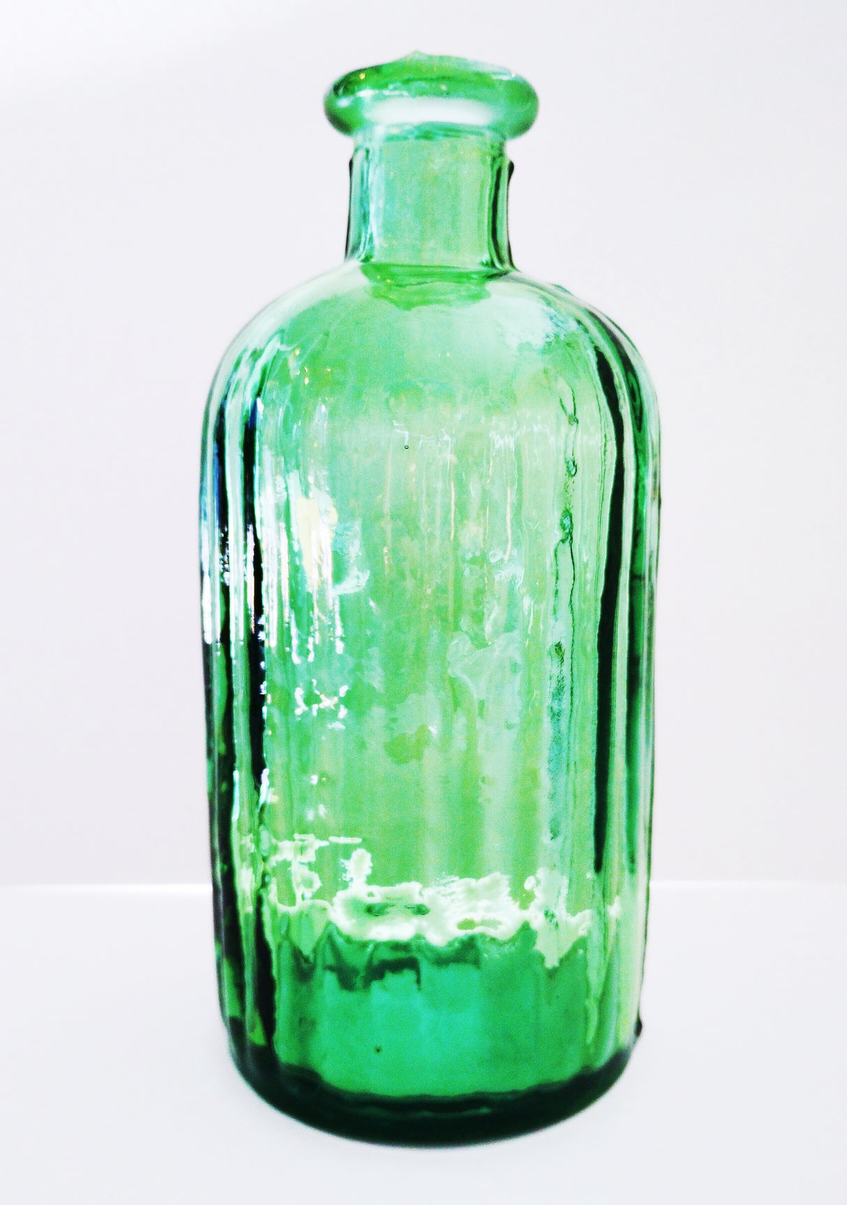 Green Recycled Glass Ripple Bottle Vase