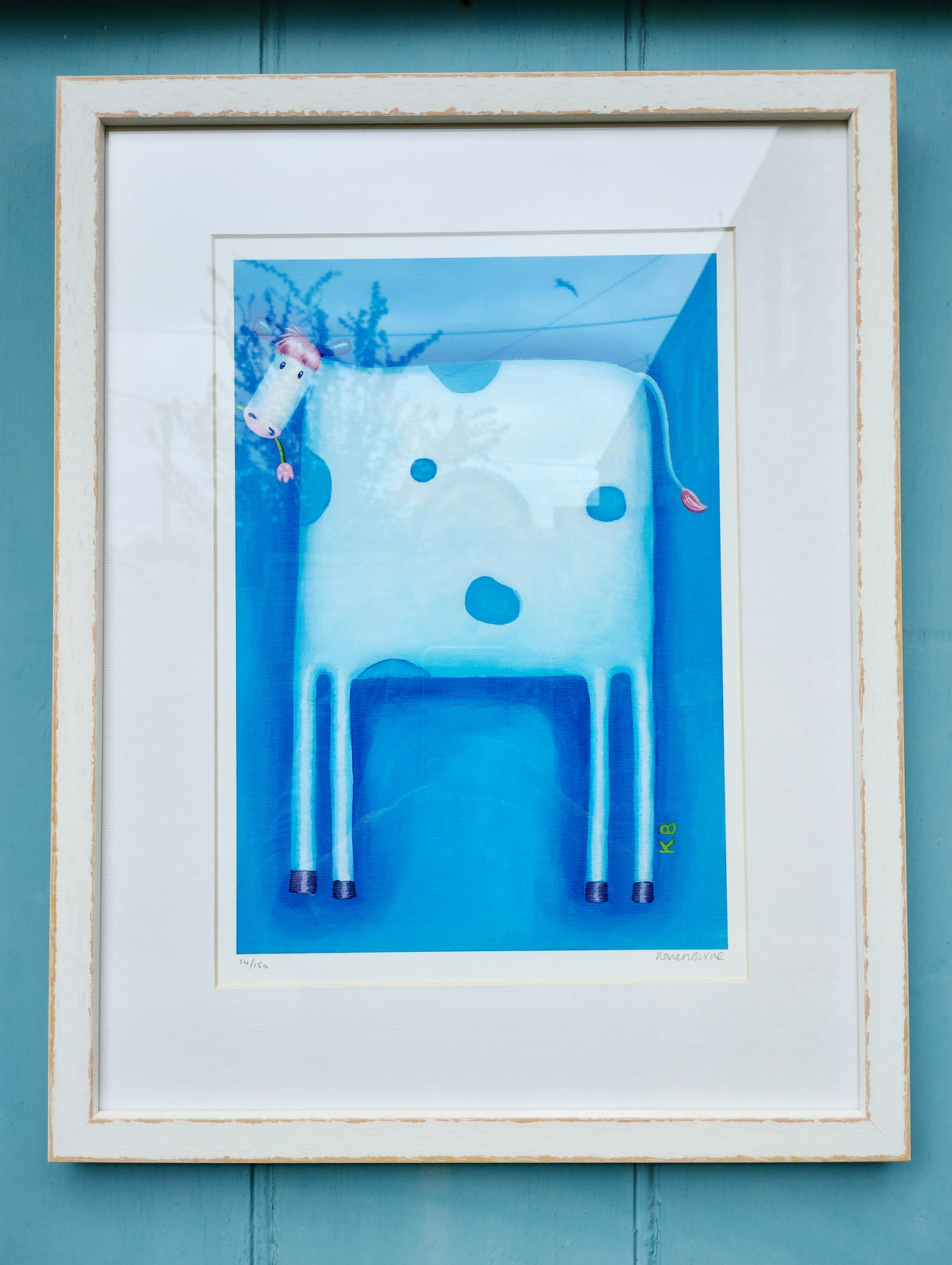 Blue Cow giclee print by Karen Burke