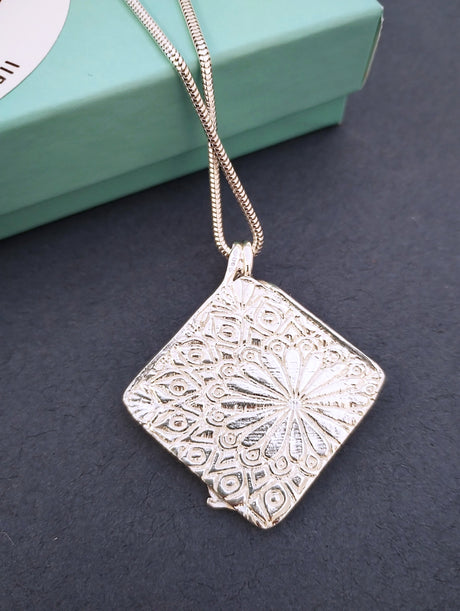 Moongazing Hare silver pendant necklace.