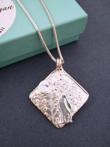 Moongazing Hare silver pendant necklace.