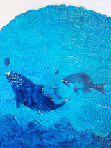 Large Ocean Blue papier mache bowl.