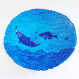 Large Ocean Blue papier mache bowl.